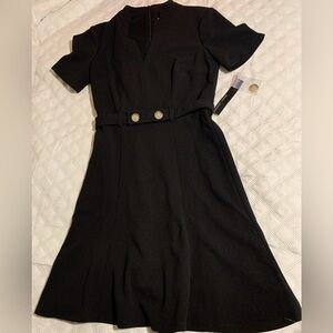 Maggy London Womens Notch Mock Neck Fit and Flare Crepe Dress Size 2